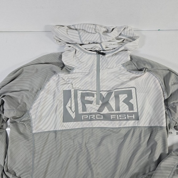 FXR Pro Fish Sunshield Long Sleeve Fishing Pullover Hoodie Mens M Gray - Picture 3 of 7